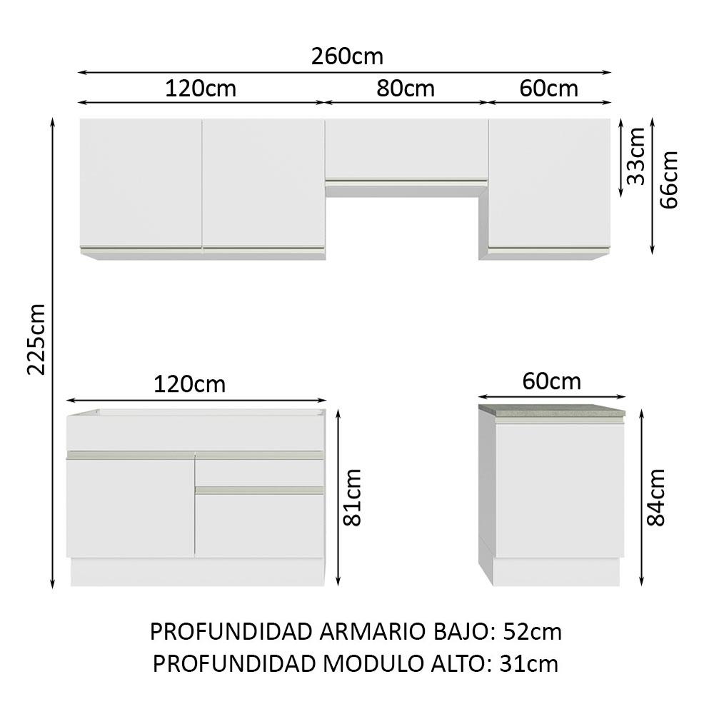 Foto 3 | Cocina Integral Madesa GRGL26000409 color Blanco 5 Piezas