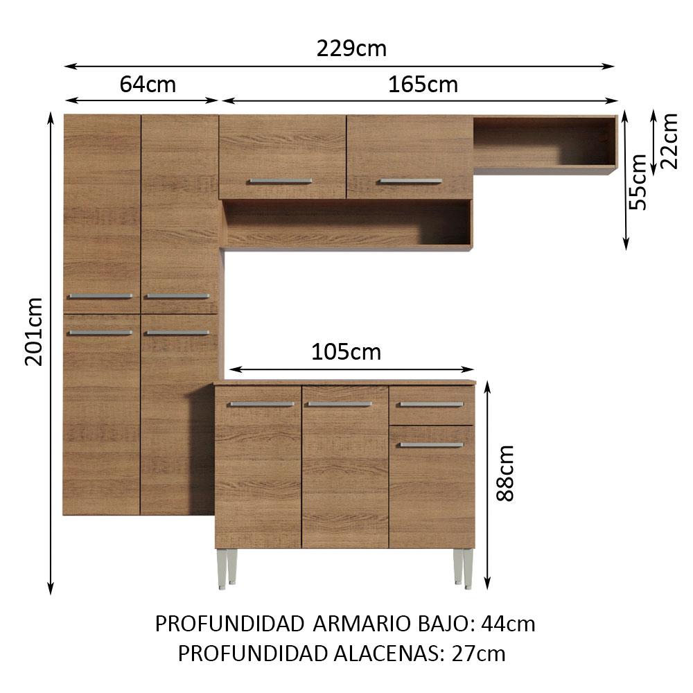 Foto 4 pulgar | Cocina Integral Madesa Emilly Fit 229 cm color Marrón