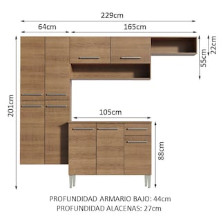 Foto 3 | Cocina Integral Madesa Emilly Fit 229 cm color Marrón