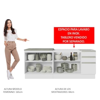 Foto 8 | Armario de Cocina Compacta 200cm Madesa Glamy color Blanco