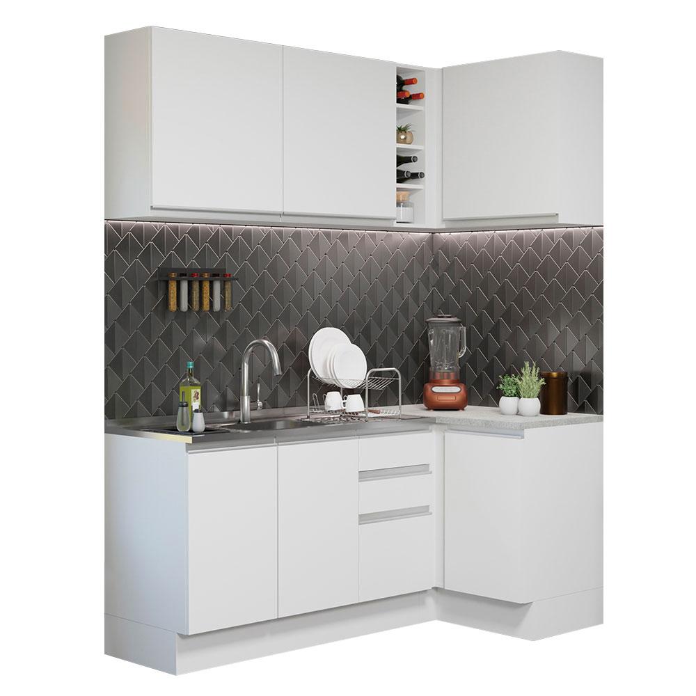 Cocina Integral Esquinera Madesa Glamy 269 cm color Blanco