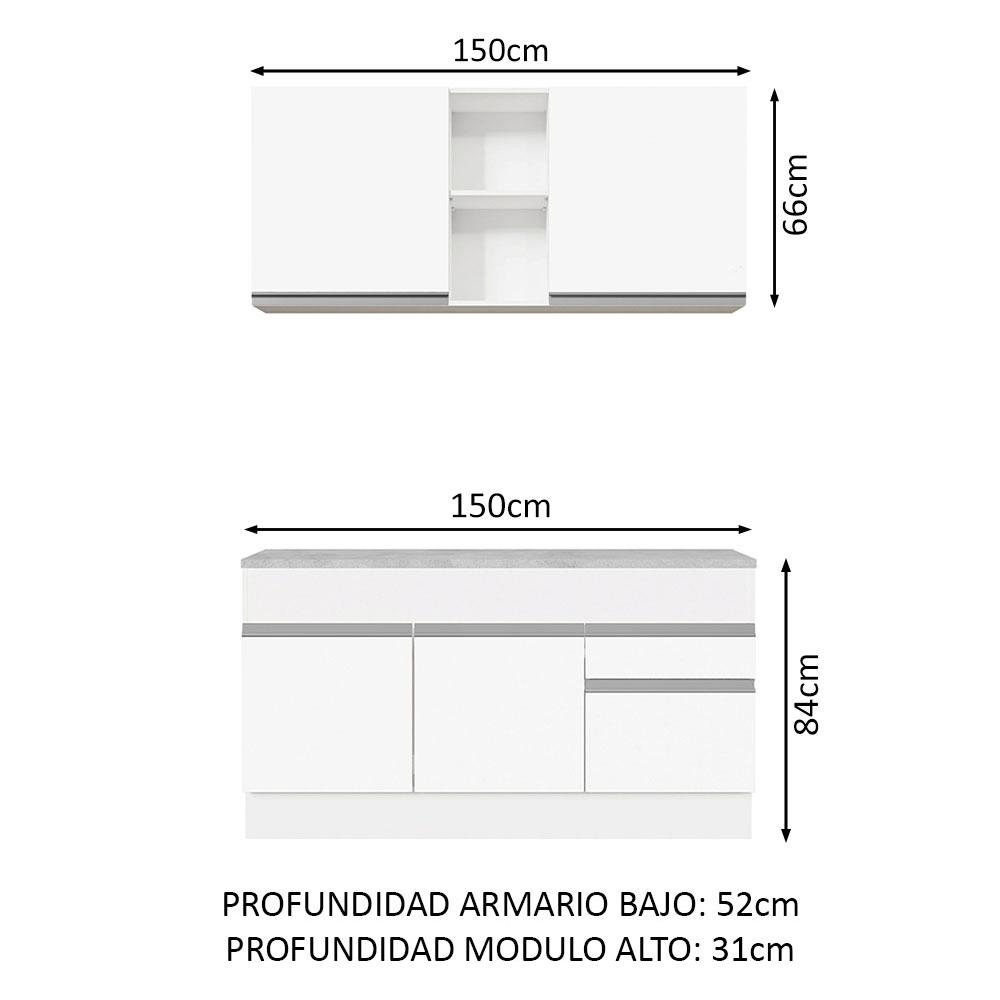 Foto 4 pulgar | Cocina Compacta Madesa Glamy  150 cm color Blanco