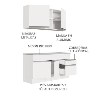 Foto 4 | Cocina Compacta Madesa Glamy 150 cm color Blanco