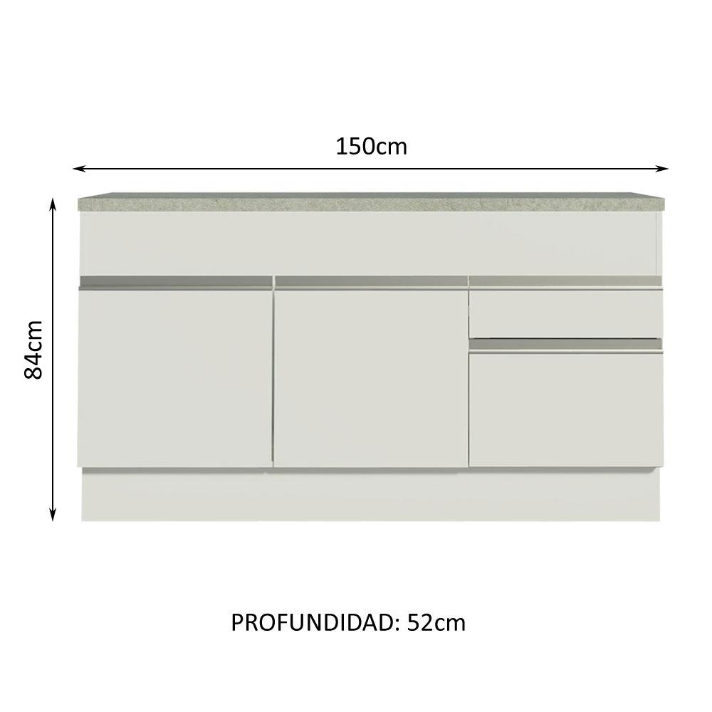 Foto 5 pulgar | Mueble de Cocina 2 Puertas 3 Cajones Madesa Glamy color Blanco