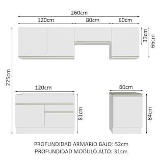 Foto 5 | Cocina Integral Madesa Glamy 260 cm color Blanco