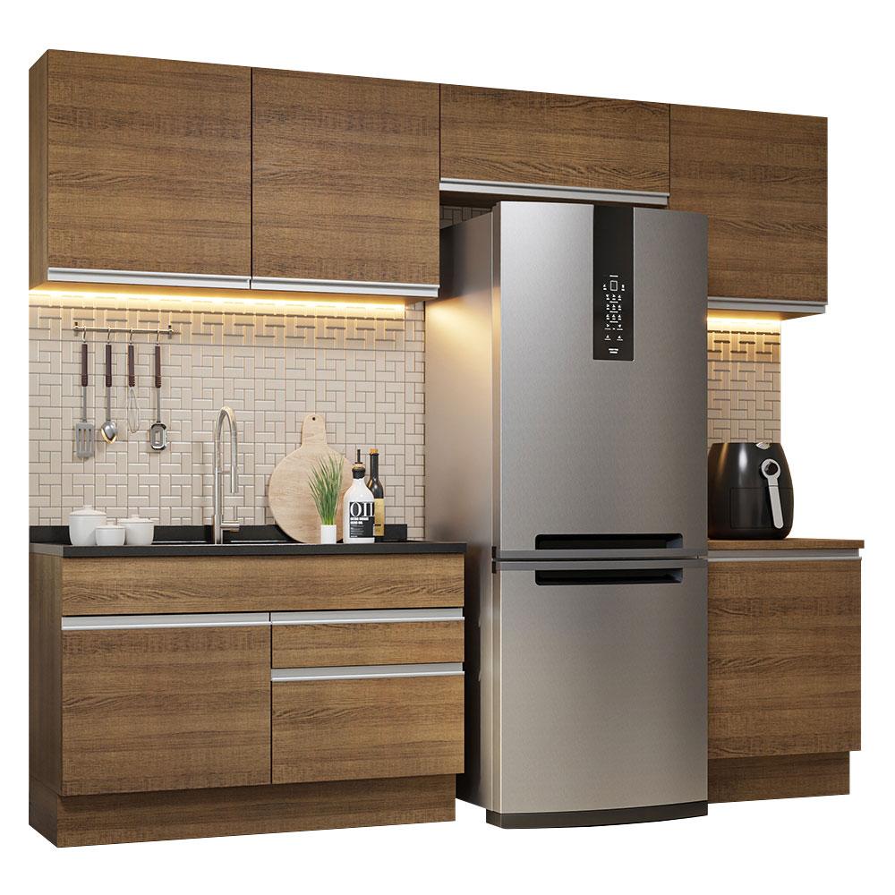 Cocina Integral Madesa Glamy 260 cm color Marrón