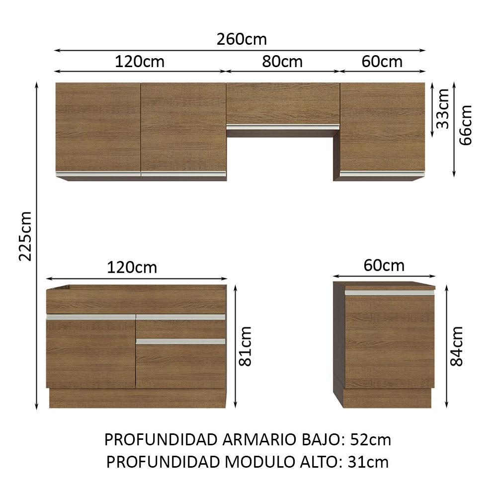 Foto 4 pulgar | Cocina Integral Madesa Glamy 260 cm color Marrón