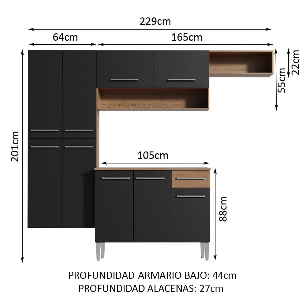 Foto 5 pulgar | Armario Cocina Completo 229cm Emilly Fit Madesa 03 Negro