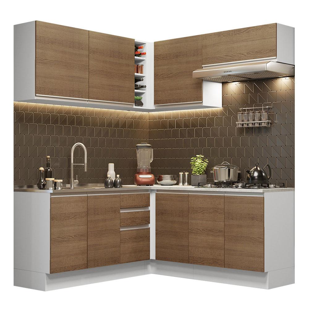 Cocina Integral Esquinera Madesa Glamy 349 cm color Blanco