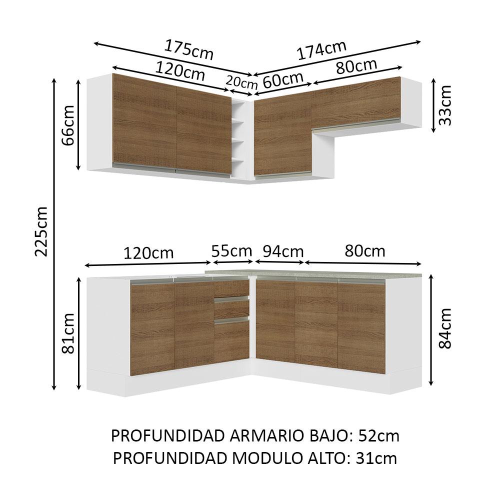 Foto 4 pulgar | Cocina Integral Esquinera Madesa Glamy 349 cm color Blanco