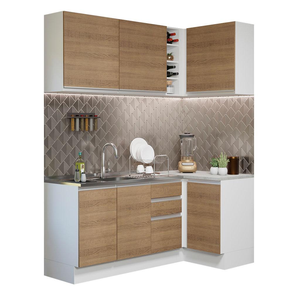 Cocina Integral Esquinera Madesa Glamy 269 cm color Blanco