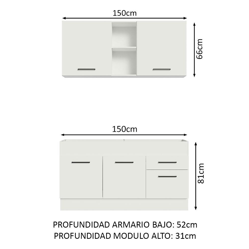 Foto 4 pulgar | Mueble de Cocina Compacto 150 cm Agata Madesa 02