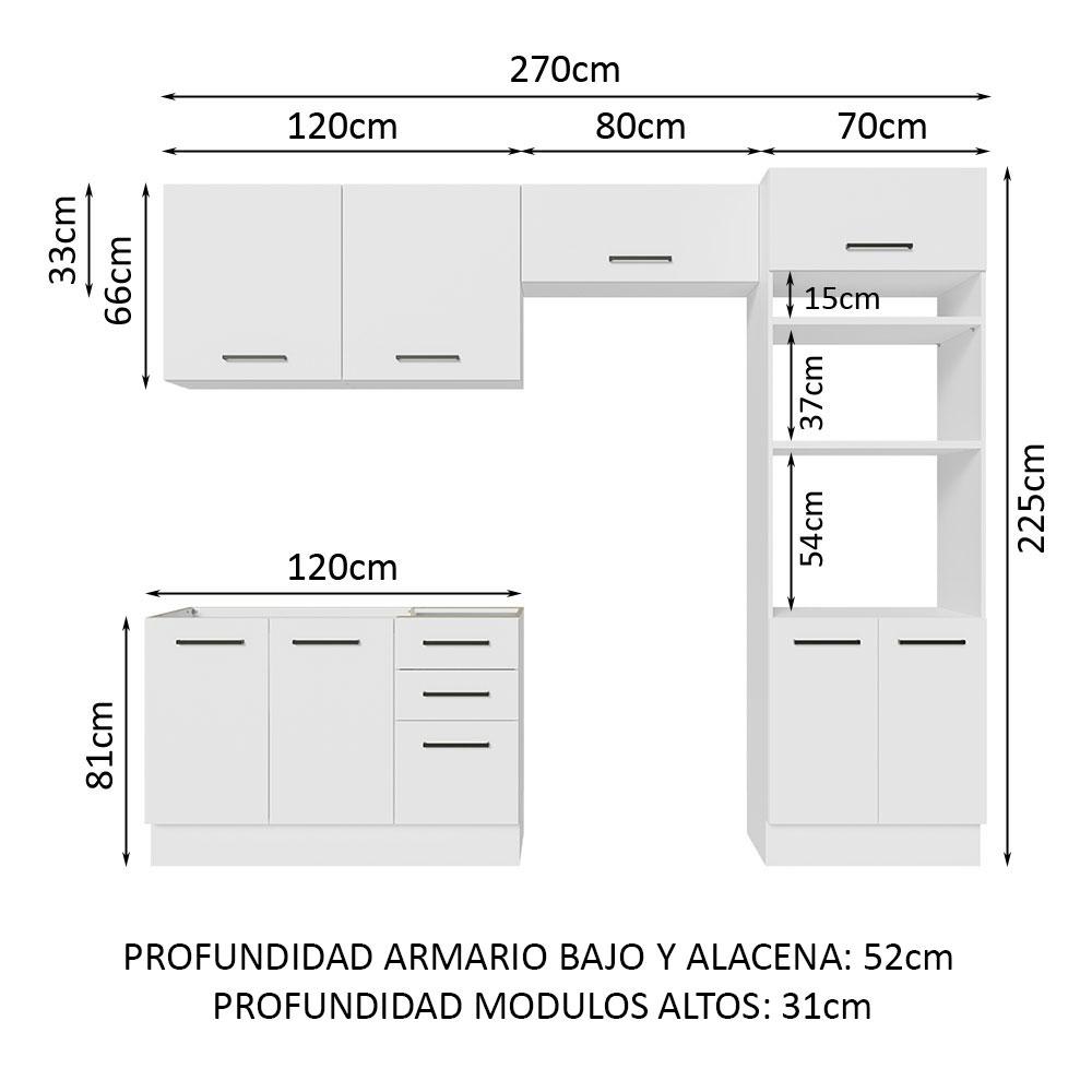 Foto 4 pulgar | Mueble de Cocina Integral Agata Madesa 08 de 270 cm