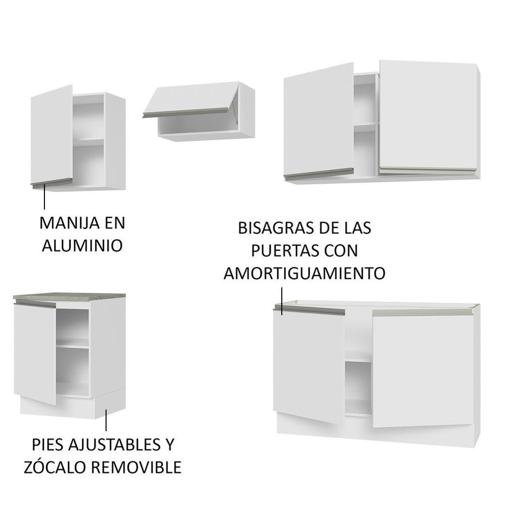 Foto 5 pulgar | Mueble de Cocina Integral 240 cm  Madesa 09 Glamy Blanco