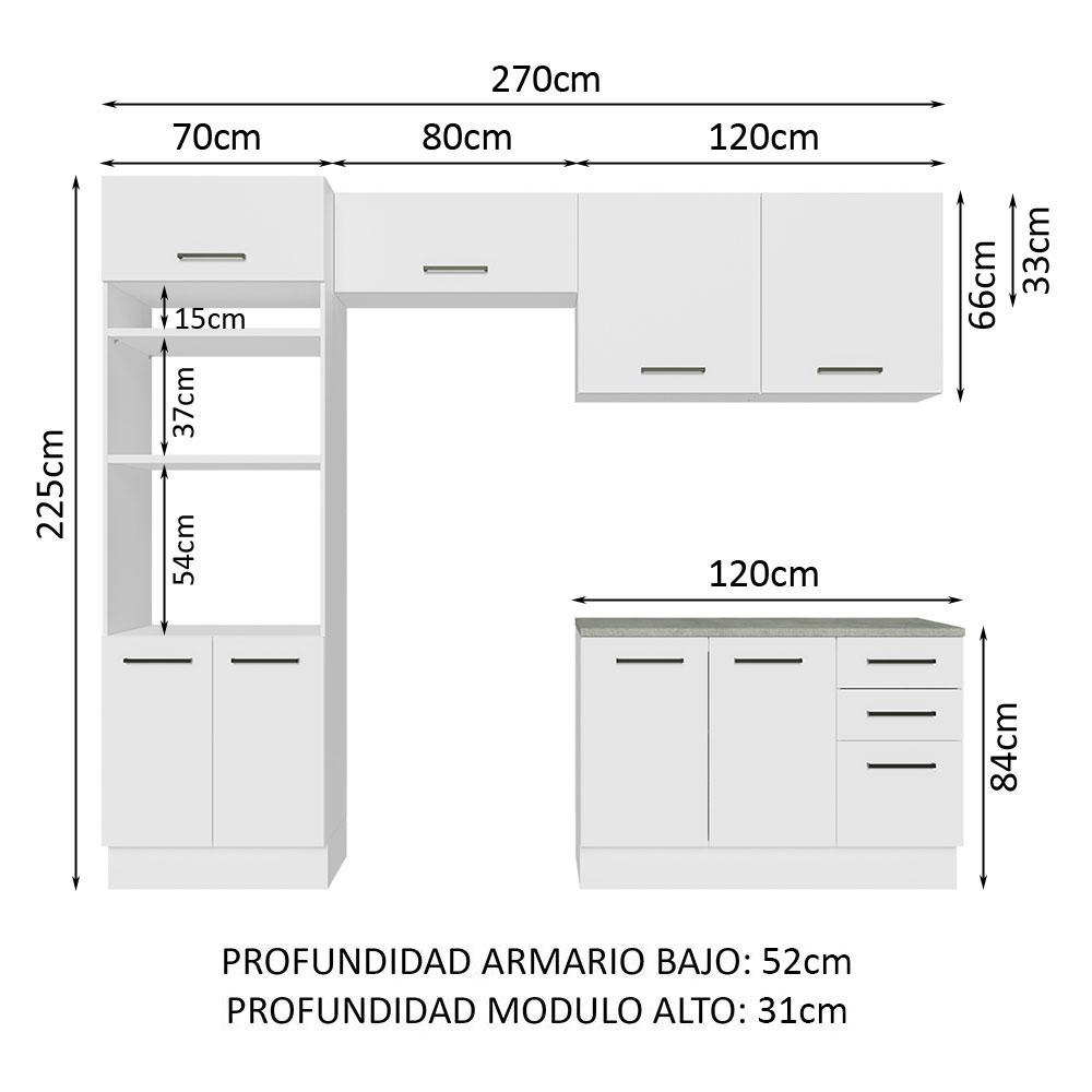 Foto 3 | Mueble de Cocina Integral 270 cm Agata Madesa 07 Blanco