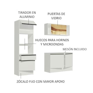 Foto 4 | Mueble De Cocina Compacto 180cm Blanco Diamante Madesa 86