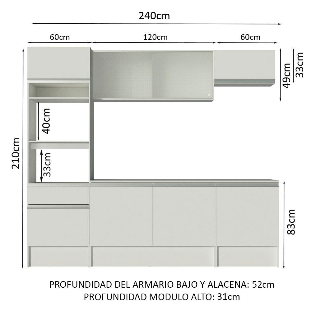 Foto 4 pulgar | Mueble de Cocina Integral Madesa G2008809 Blanco Topazio 240 cm