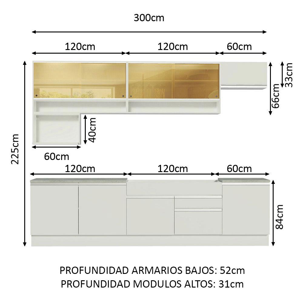 Foto 3 | Mueble De Cocina Integral 300 Cm Blanco Verona Madesa 01