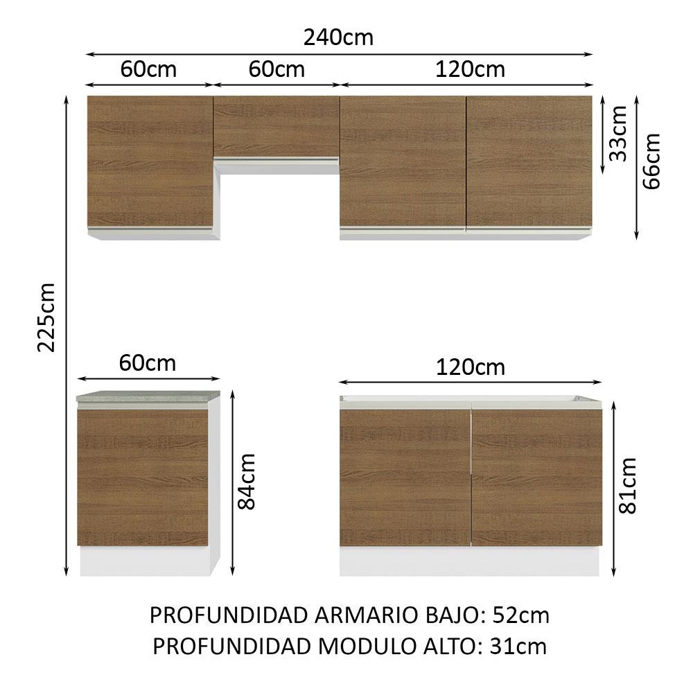 Foto 7 pulgar | Mueble de Cocina Integral Madesa 09 Glamy 240 cm