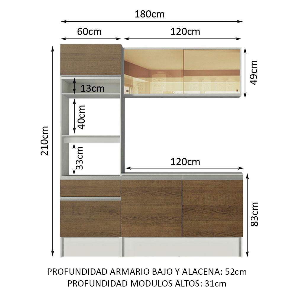 Foto 3 | Mueble de Cocina Compacto Madesa Blanco/Marrón 4 Piezas