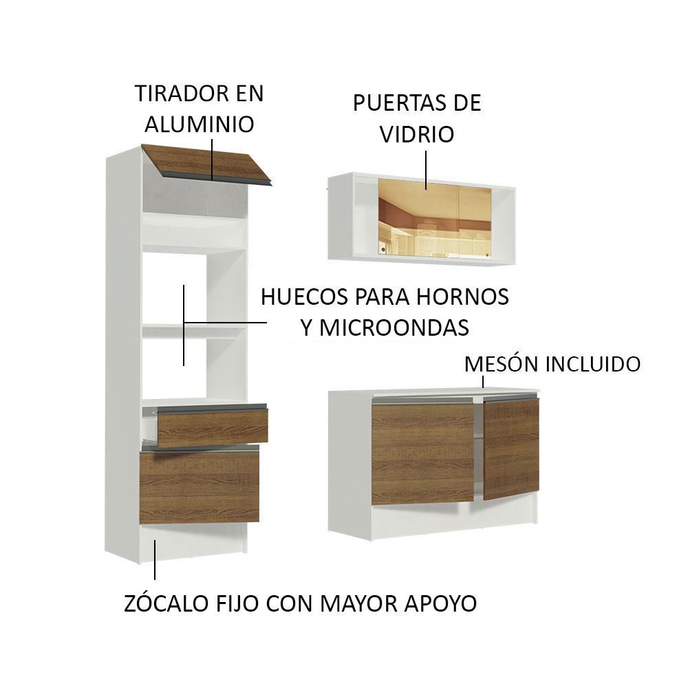 Foto 4 | Mueble de Cocina Compacto Madesa Blanco/Marrón 4 Piezas