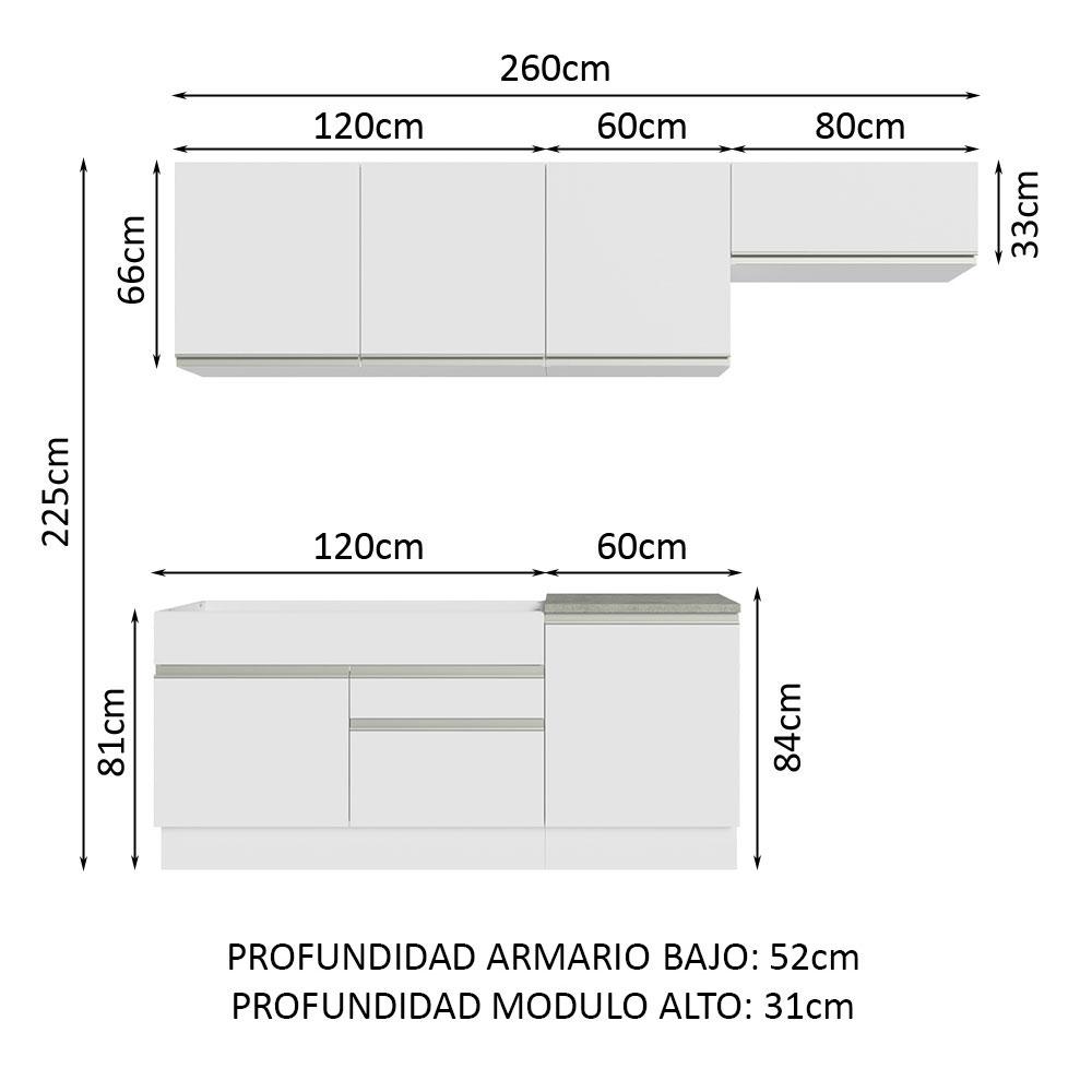 Foto 7 pulgar | Mueble de Cocina Integral Madesa Glamy 260 cm 03