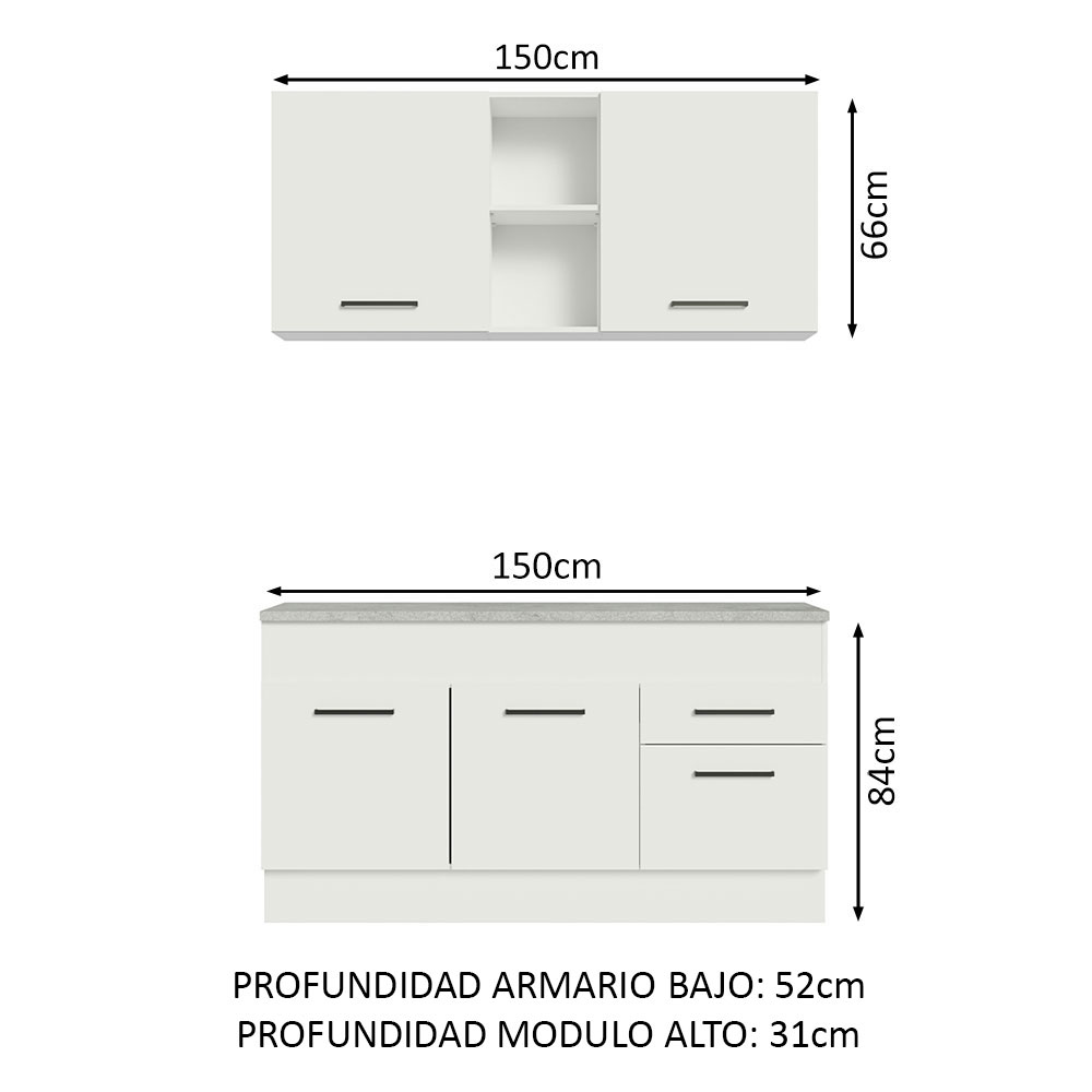 Foto 4 pulgar | Mueble de Cocina Compacto 150 CM Agata Madesa 01