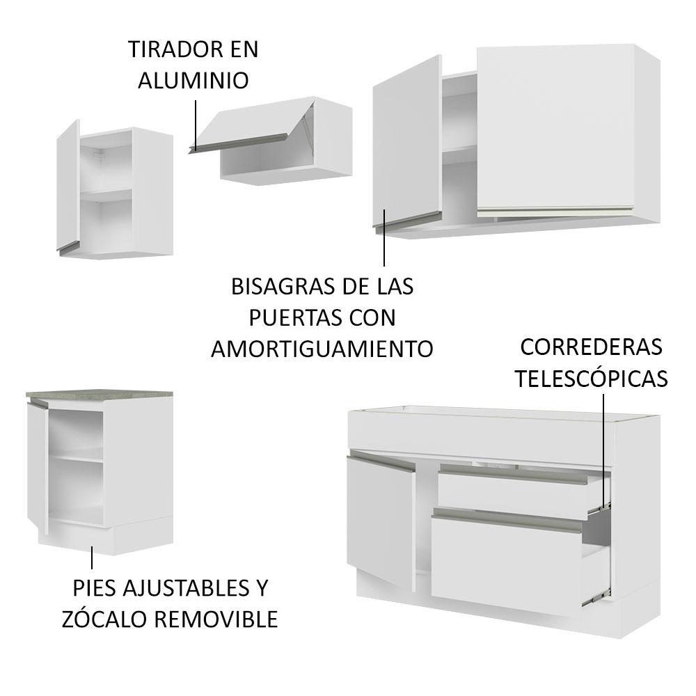 Foto 5 pulgar | Mueble de Cocina Integral 240 cm Madesa 08 Glamy Blanco