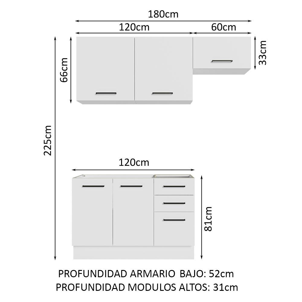 Foto 4 pulgar | Mueble de Cocina Compacto 180 cm Agata Madesa 09