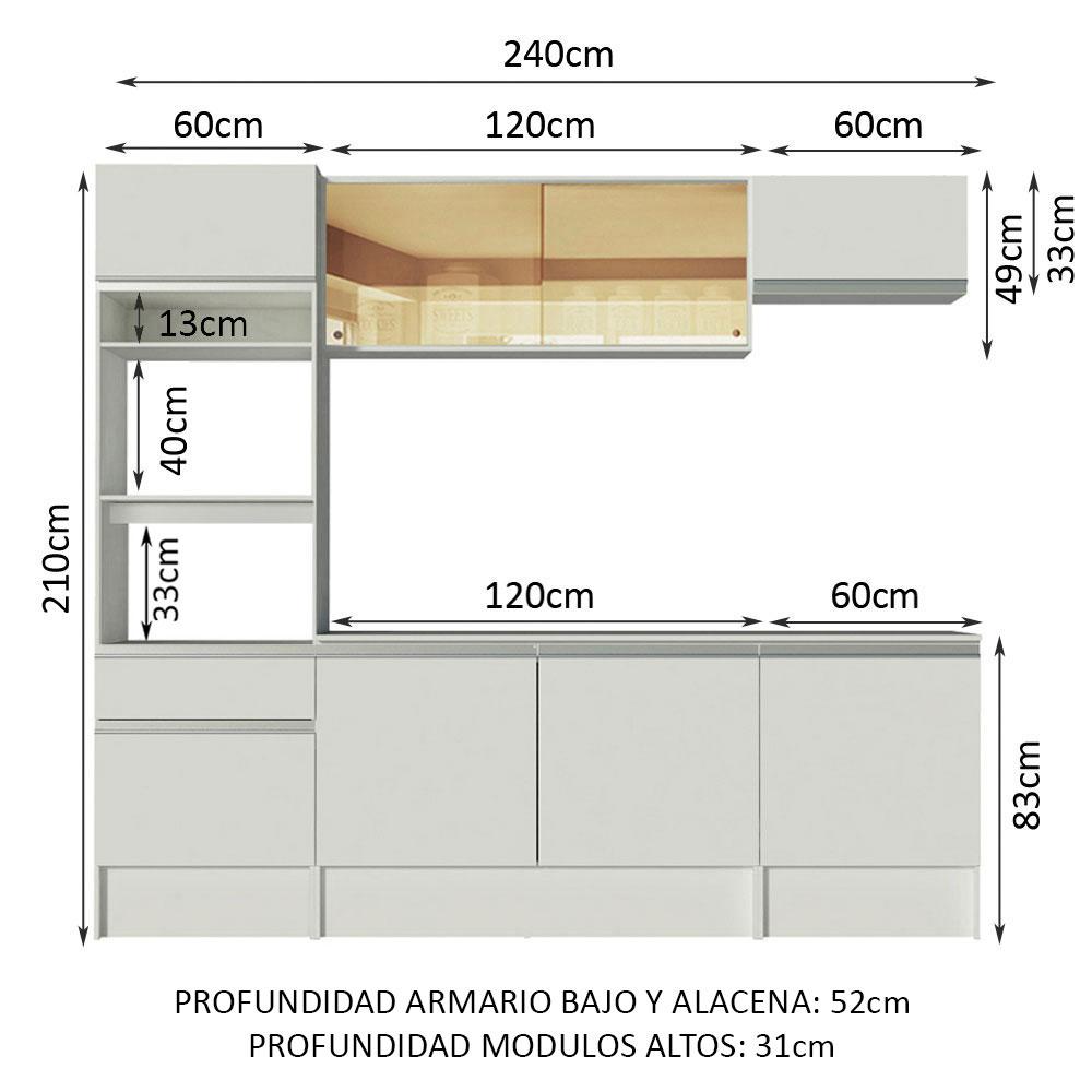 Foto 3 | Mueble De Cocina Integral 240cm Blanco Diamante Madesa