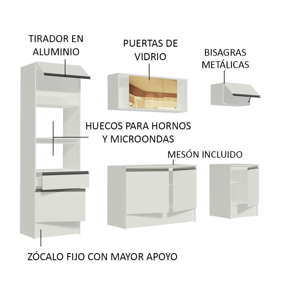 Foto 5 pulgar | Mueble De Cocina Integral 240cm Blanco Diamante Madesa