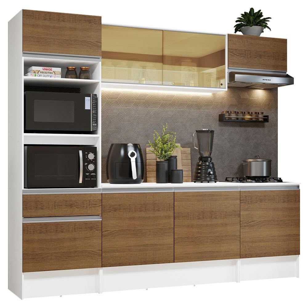 Mueble de Cocina Integral 240cm Blanco/marrón Diamante Madesa