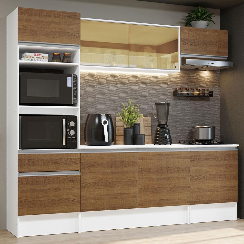 Foto 3 pulgar | Mueble de Cocina Integral 240cm Blanco/marrón Diamante Madesa