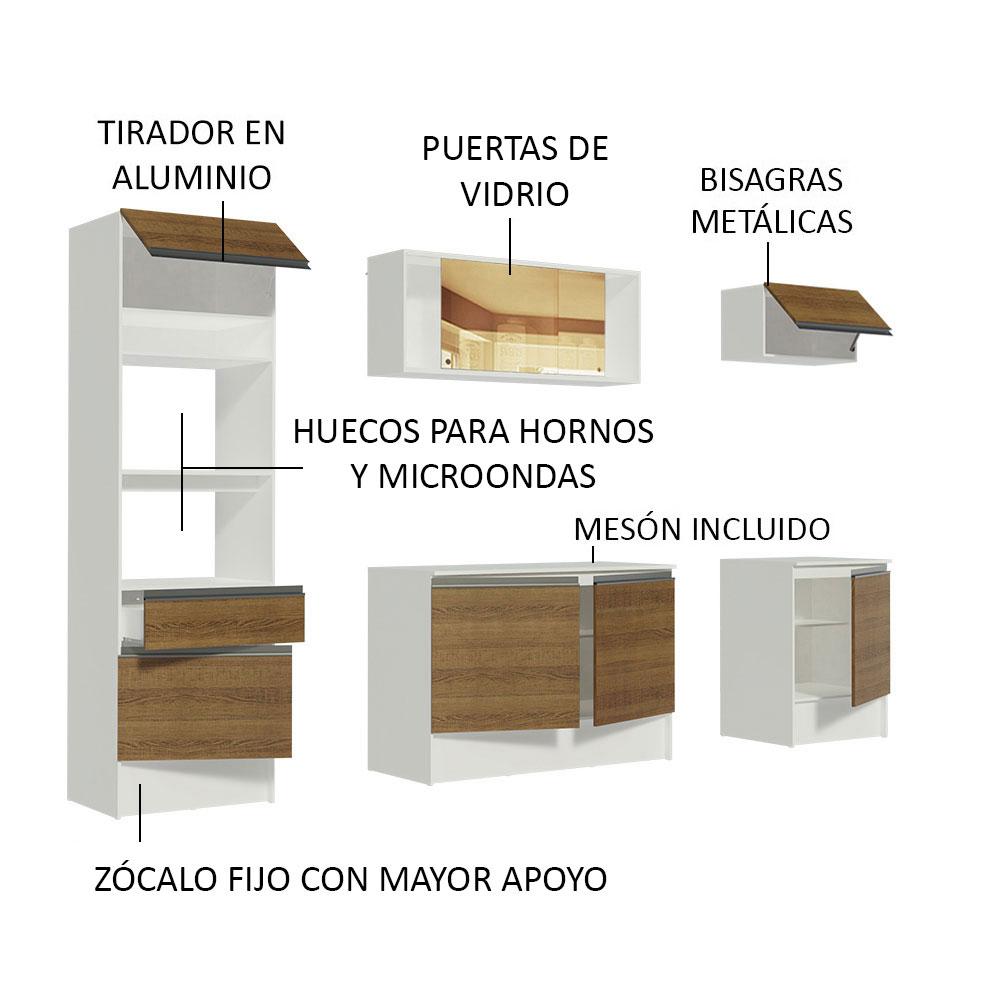 Foto 4 | Mueble de Cocina Integral 240cm Blanco/marrón Diamante Madesa