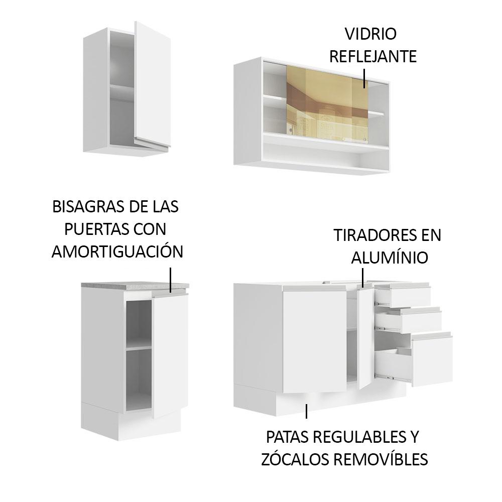 Foto 4 | Cocina Integral Madesa Glamy GRGL16000409 color Blanco con Mesón de Acero de 160 CM