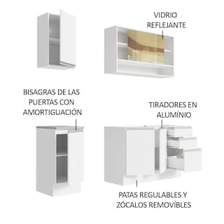 Foto 4 | Cocina Integral Madesa Glamy GRGL16000409 color Blanco con Mesón de Acero de 160 CM