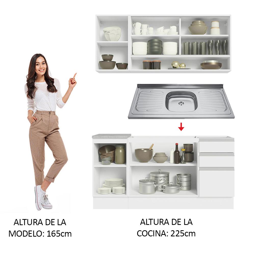 Foto 5 | Cocina Integral Madesa Glamy GRGL16000409 color Blanco con Mesón de Acero de 160 CM