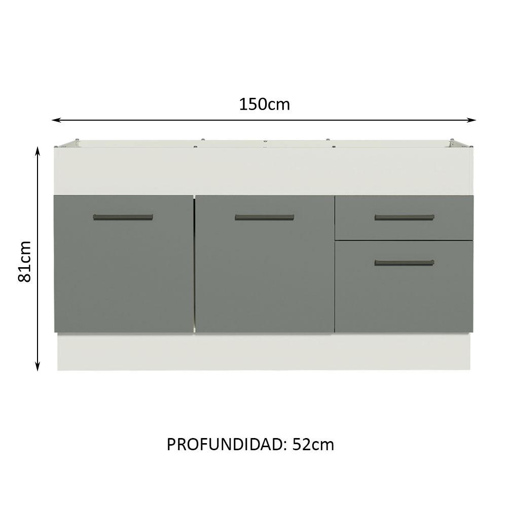 Foto 4 pulgar | Mueble de Cocina Madesa Agata 150 CM 2 Puertas y 2 Cajones Blanco y Gris