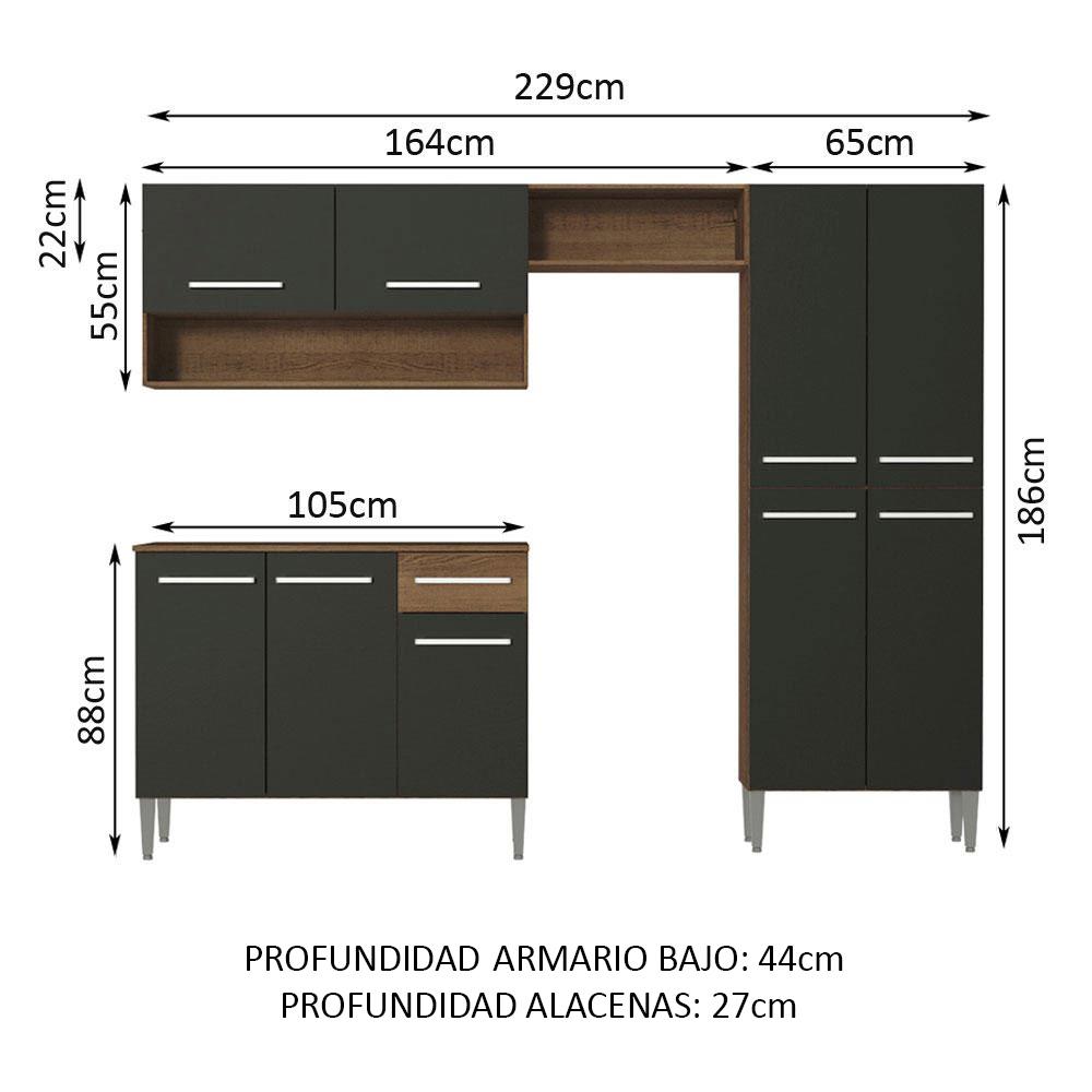 Foto 4 pulgar | Cocina Integral Madesa GREM229002 Negra de 229 cm