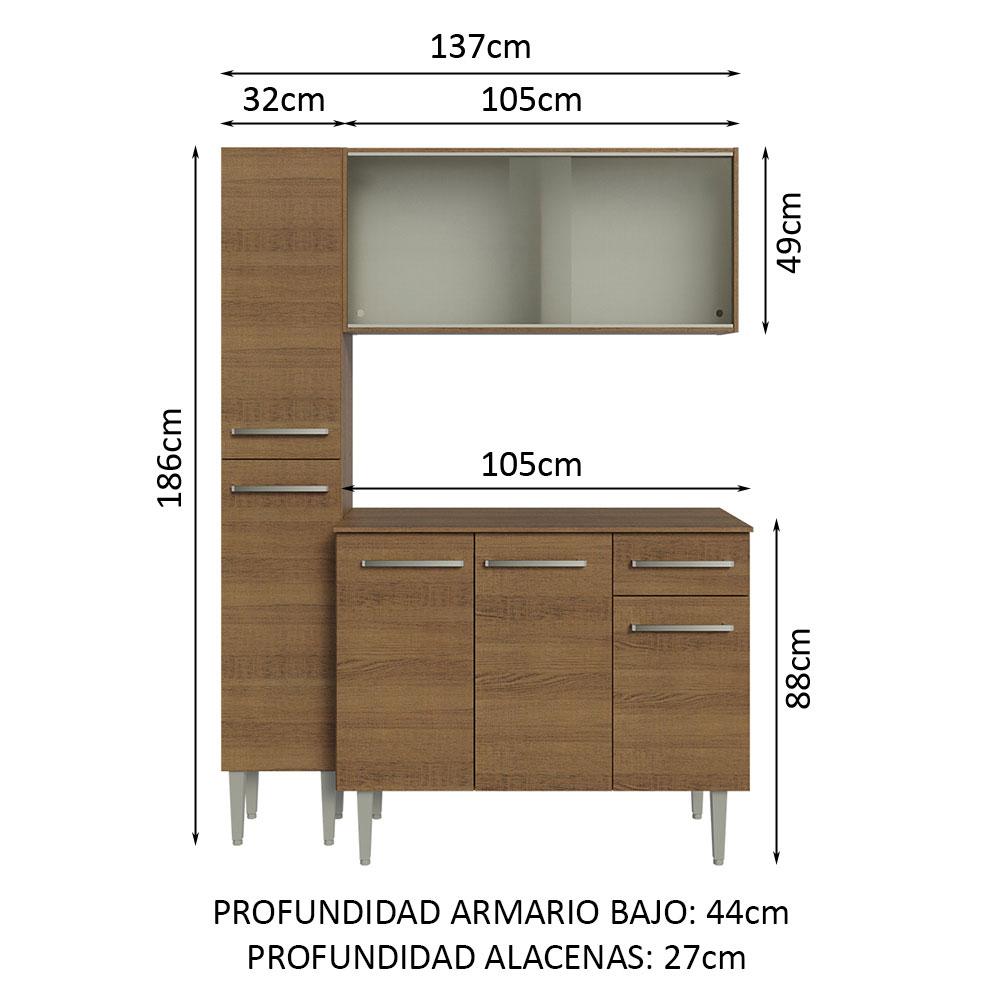 Foto 4 pulgar | Cocina Compacta Emilly Madesa 137 cm Sin Mesón