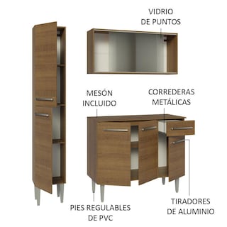 Foto 4 | Cocina Compacta Emilly Madesa 137 cm Sin Mesón