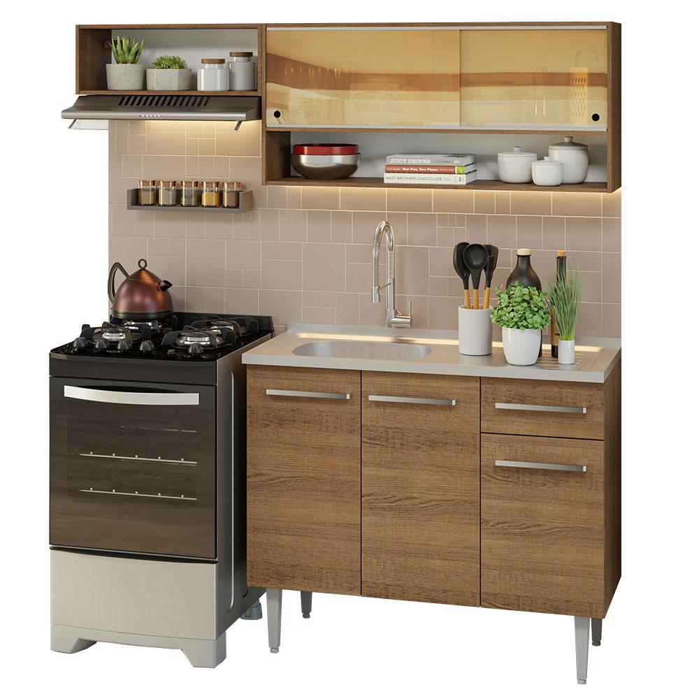 Foto 2 pulgar | Mueble de Cocina Compacta Madesa 165 cm con Mesón de Acero Emilly