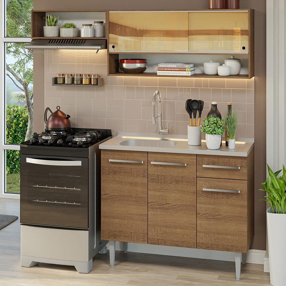 Foto 3 pulgar | Mueble de Cocina Compacta Madesa 165 cm con Mesón de Acero Emilly