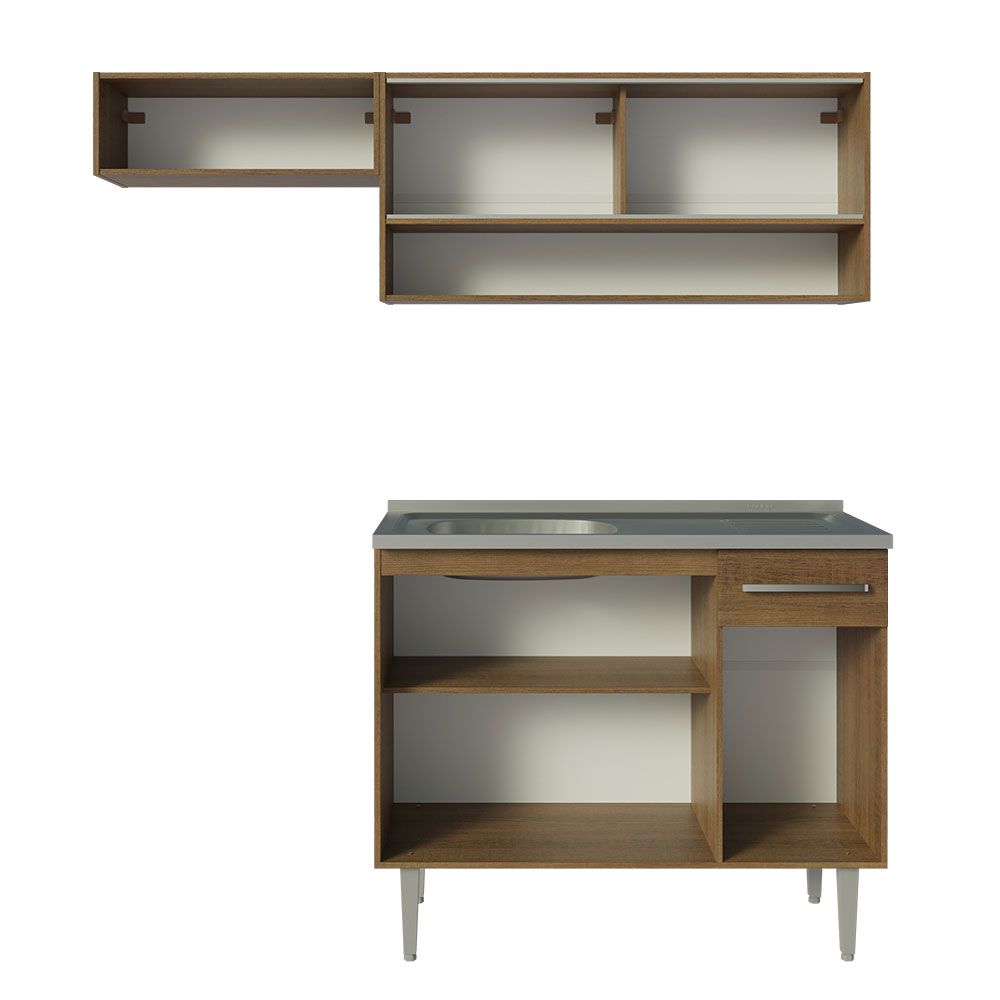 Foto 4 pulgar | Mueble de Cocina Compacta Madesa 165 cm con Mesón de Acero Emilly