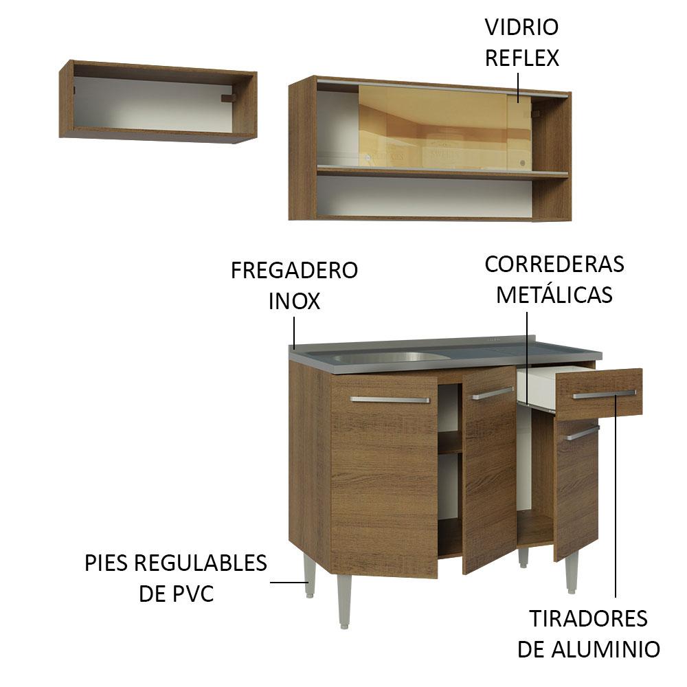 Foto 5 pulgar | Mueble de Cocina Compacta Madesa 165 cm con Mesón de Acero Emilly