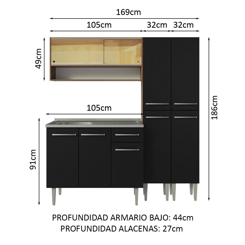 Foto 4 pulgar | Mueble de Cocina Emilly Madesa 169 cm con Mesón de Acero