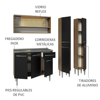 Foto 4 | Mueble de Cocina Emilly Madesa 169 cm con Mesón de Acero