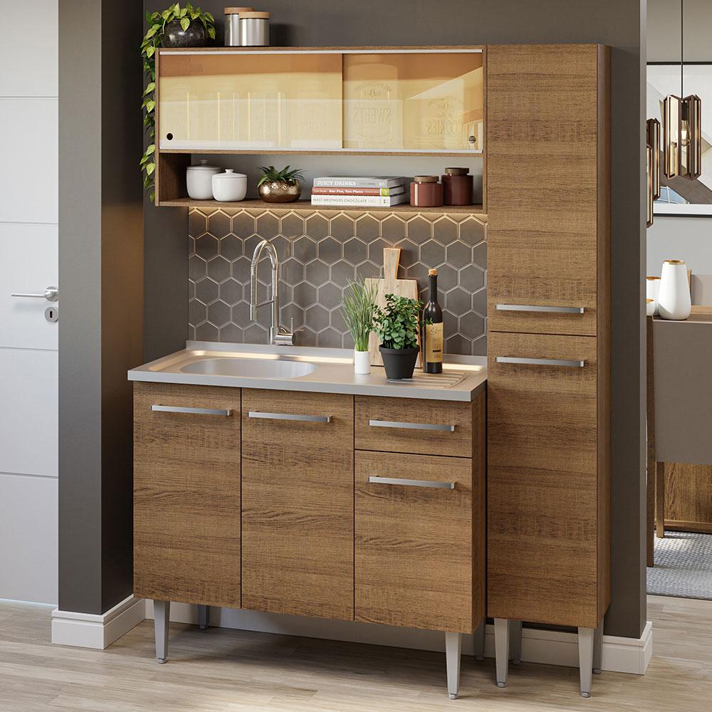 Foto 2 | Mueble de Cocina Compacta Madesa 137 cm con Mesón de Acero Emilly