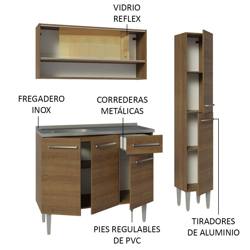 Foto 5 pulgar | Mueble de Cocina Compacta Madesa 137 cm con Mesón de Acero Emilly