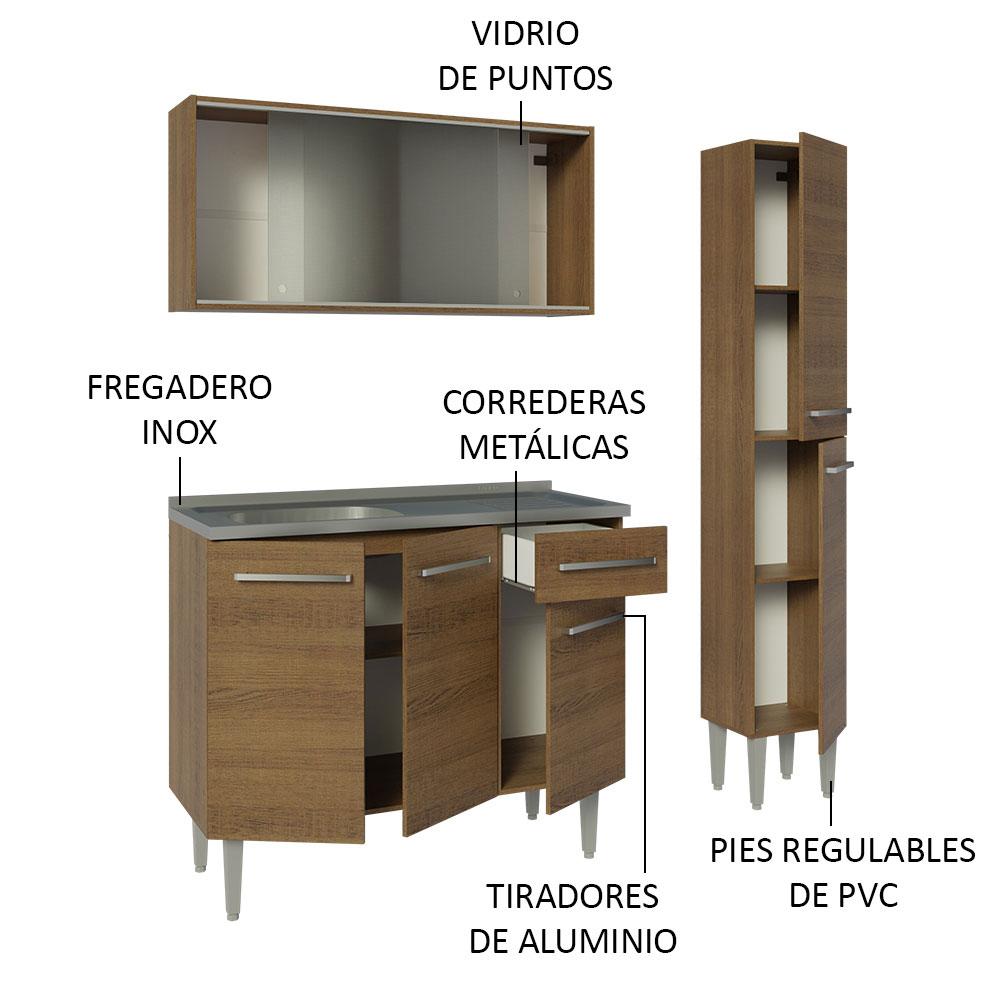 Foto 5 pulgar | Mueble de Cocina Compacta Emilly Madesa 137 cm con Mesón de Acero